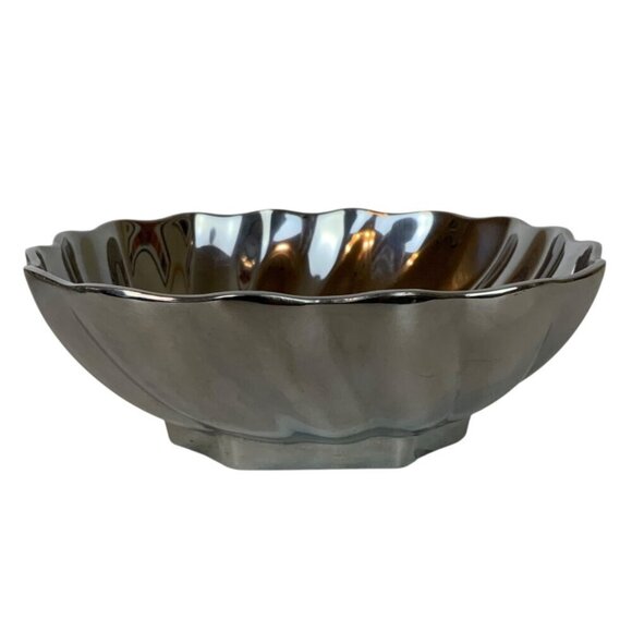 Wilton Armetale Eddy Small Bowl Square Scalloped Edge Shiny Pewter #153004 - Picture 5 of 8